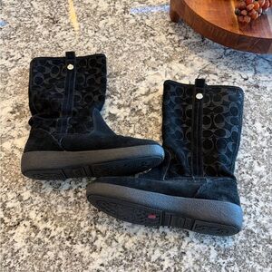 Coach Black Suede Signature Embossed Boots size 8.